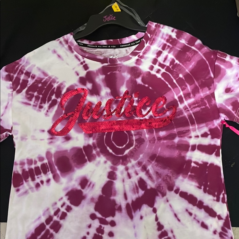 Justice Purple Short Sleeve Tee Spiral Design
